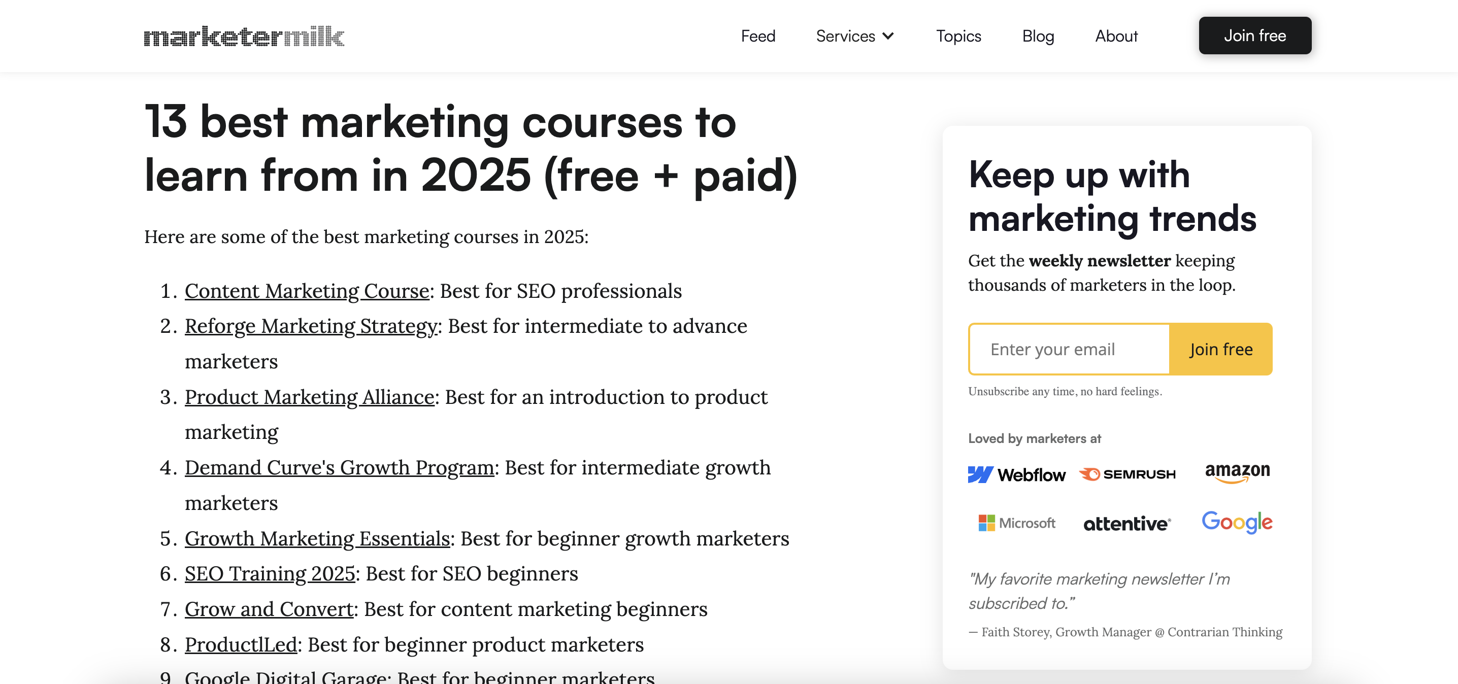 A blog by marketermilk featuring the 13 best marketing courses to learn from